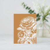 Carte Postale Illustration d'art de la ligne florale en moutarde (Debout devant)