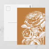 Carte Postale Illustration d'art de la ligne florale en moutarde (Devant / Derrière)