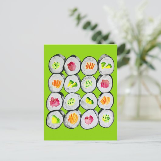 Carte Postale Illustration d'art de sushi mignon (Debout devant)