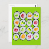 Carte Postale Illustration d'art de sushi mignon (Devant / Derrière)