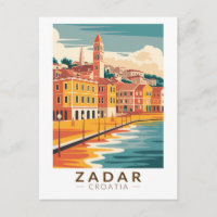 Illustration d'art de voyage vintage de Zadar Croa