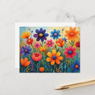 Carte Postale Illustration d'art folklorique floral