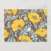Carte Postale illustration d'art pavot fleur jaune (Devant)
