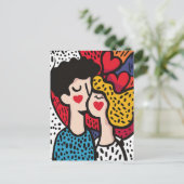 Carte Postale Illustration d'art pop romantique d'un couple amou (Debout devant)