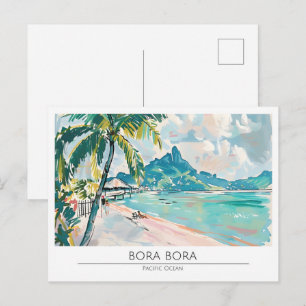 Carte Postale Illustration d'art vintage de Bora Bora pour le vo