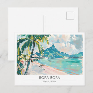 Carte Postale Illustration d'art vintage de Bora Bora pour le vo