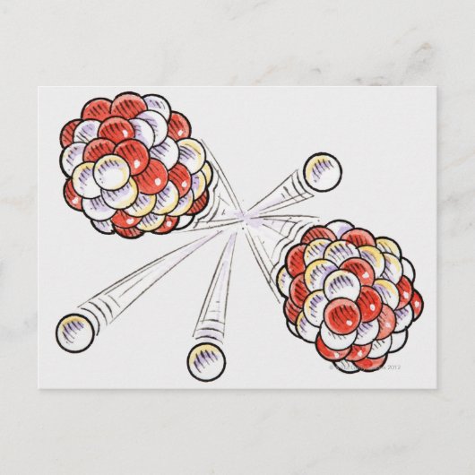 Carte Postale Illustration d'atomes et de neutrons divisés (Devant)