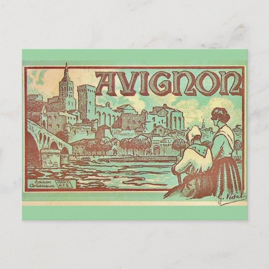 Carte postale illustration d'Avignon France (Devant)