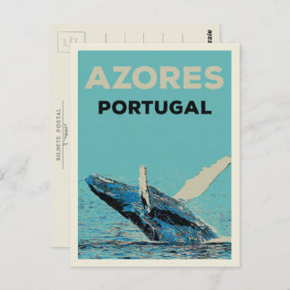 Carte Postale Illustration de baleines à bosse des Açores Portug
