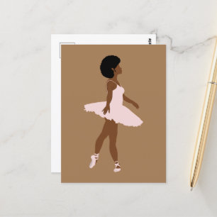 Carte Postale Illustration de ballerine afro aux cheveux noirs m