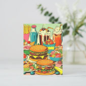 Carte Postale Illustration de bande dessinée alimentaire rétro (Debout devant)