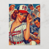 Carte Postale Illustration de baseball vintage (Devant)