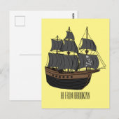 Carte Postale Illustration de bateau pirate (Devant / Derrière)