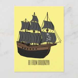 Carte Postale Illustration de bateau pirate