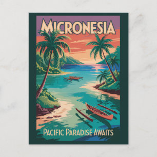 Carte Postale Illustration de bateaux de Micronésie Art de voyag