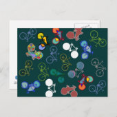 Carte Postale illustration de bicyclettes (Devant / Derrière)
