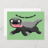 Carte Postale Illustration de blaireau au miel affamé (Devant / Derrière)