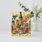 Carte Postale Illustration de boisson vintage (Debout devant)