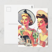 Carte Postale Illustration de boisson vintage Girls (Devant / Derrière)