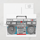 Carte Postale Illustration de boombox des années 80 (Devant / Derrière)