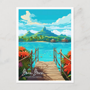 Carte Postale Illustration de Bora Bora Vintage voyage