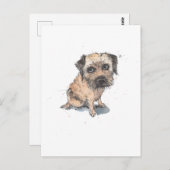Carte Postale Illustration de Border Terrier, drôle mignon chien (Devant / Derrière)