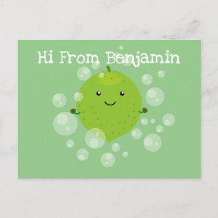 Carte Postale Illustration de bulles de chaux vert mou