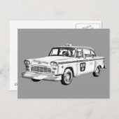 Carte Postale Illustration de cabine de taxi Checker (Devant / Derrière)
