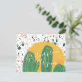 Carte Postale Illustration de Cactus avec coucher de soleil (Debout devant)