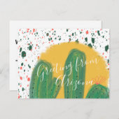 Carte Postale Illustration de Cactus avec coucher de soleil (Devant / Derrière)