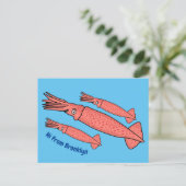Carte Postale Illustration de calamar rose (Debout devant)