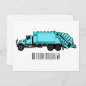 Carte Postale Illustration de camion à ordures (Devant / Derrière)