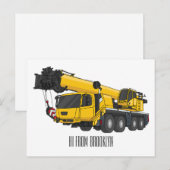 Carte Postale Illustration de camion de grue (Devant / Derrière)