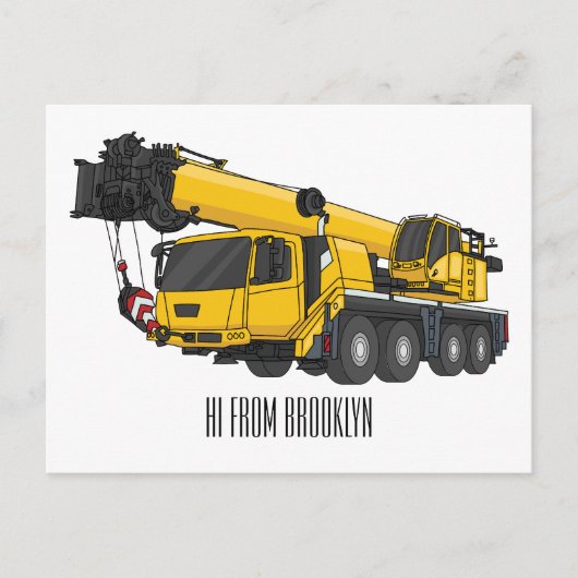 Carte Postale Illustration de camion de grue (Devant)