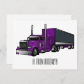 Carte Postale Illustration de camion semi-remorque (Devant / Derrière)