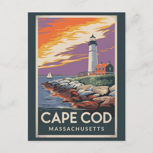 Carte Postale Illustration de Cape Cod Massachusetts Art de voya (Devant)