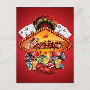 Carte Postale Illustration de casino avec éléments de jeu