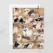 Carte Postale Illustration de cent chiens par Ito Jakuchu (Devant / Derrière)