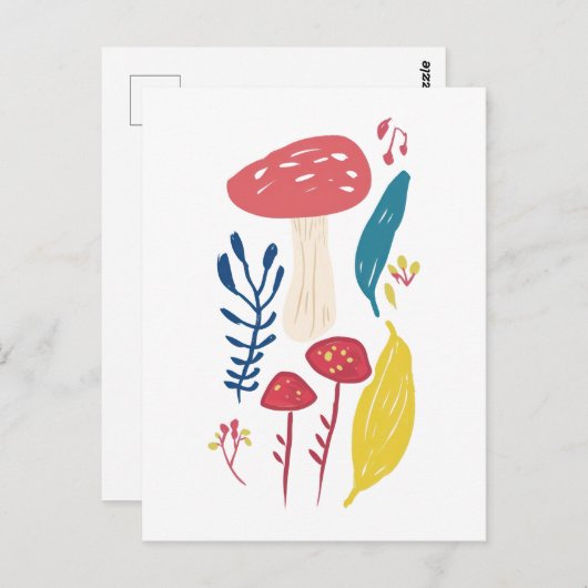 Carte Postale Illustration de champignon mûr Petite (Devant / Derrière)