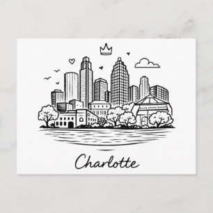 Carte Postale Illustration de Charlotte en ligne noire