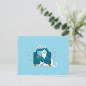 Carte Postale Illustration de chat - 3 chats blancs faisant des  (Debout devant)