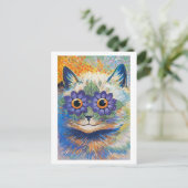 Carte Postale Illustration de chat à fleurs Louis Wain (Debout devant)