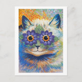 Carte Postale Illustration de chat à fleurs Louis Wain (Devant)
