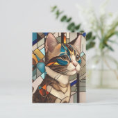 Carte Postale Illustration de chat en verre tendu (Debout devant)