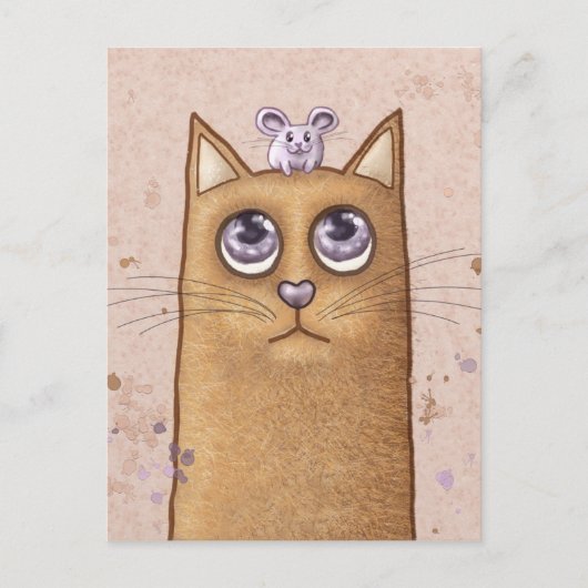 Carte Postale Illustration de chat et de souris (Devant)