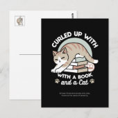 Carte Postale Illustration de chat Lover - Curled Up & Cosy (Devant / Derrière)