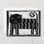 Carte Postale Illustration de chat noir et blanc (Devant / Derrière)