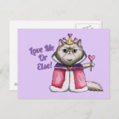 Carte Postale Illustration de chat persan de la Reine des Coeurs (Devant / Derrière)