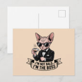 Carte Postale Illustration de chat Sphynx café patron (Devant / Derrière)