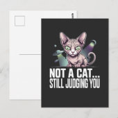 Carte Postale Illustration de chat Sphynx extraterrestre sarcast (Devant / Derrière)